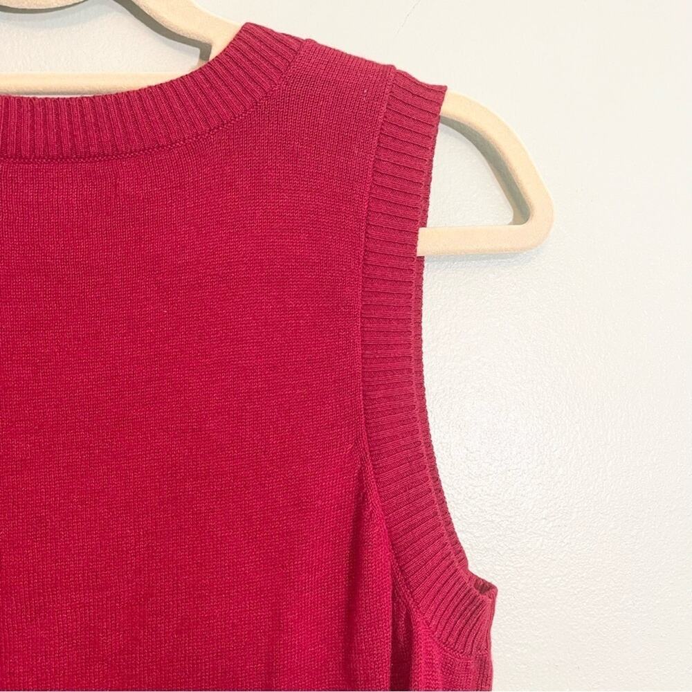 Express Womens V-Neck Sleeveless Ribbed Trim Knit Pullover Sweater Red Large - Picture 11 of 12